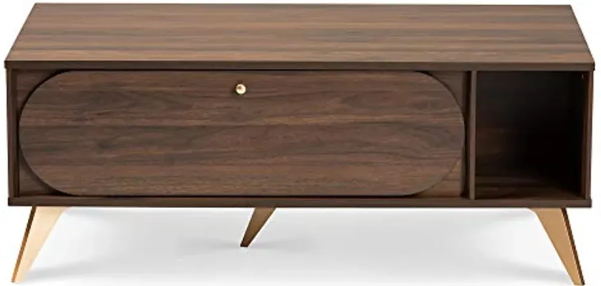 Baxton Studio Edel Coffee Tables, Walnut Brown/Gold