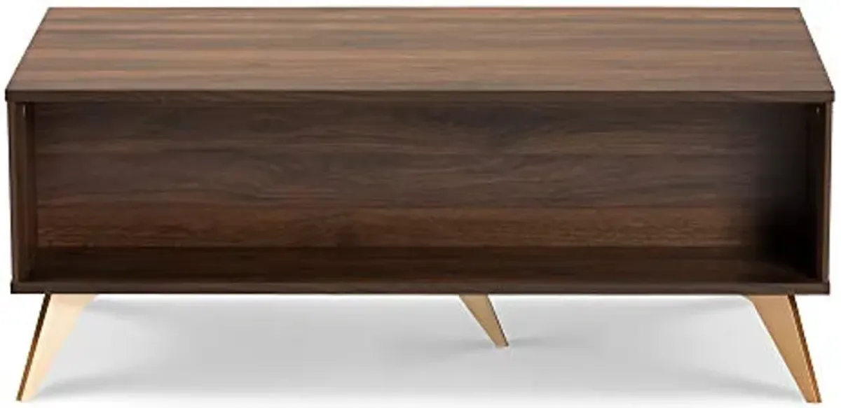 Baxton Studio Edel Coffee Tables, Walnut Brown/Gold