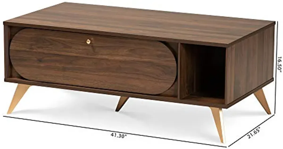 Baxton Studio Edel Coffee Tables, Walnut Brown/Gold