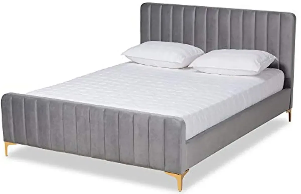 Baxton Studio Nami Beds (Platform), King, Light Grey