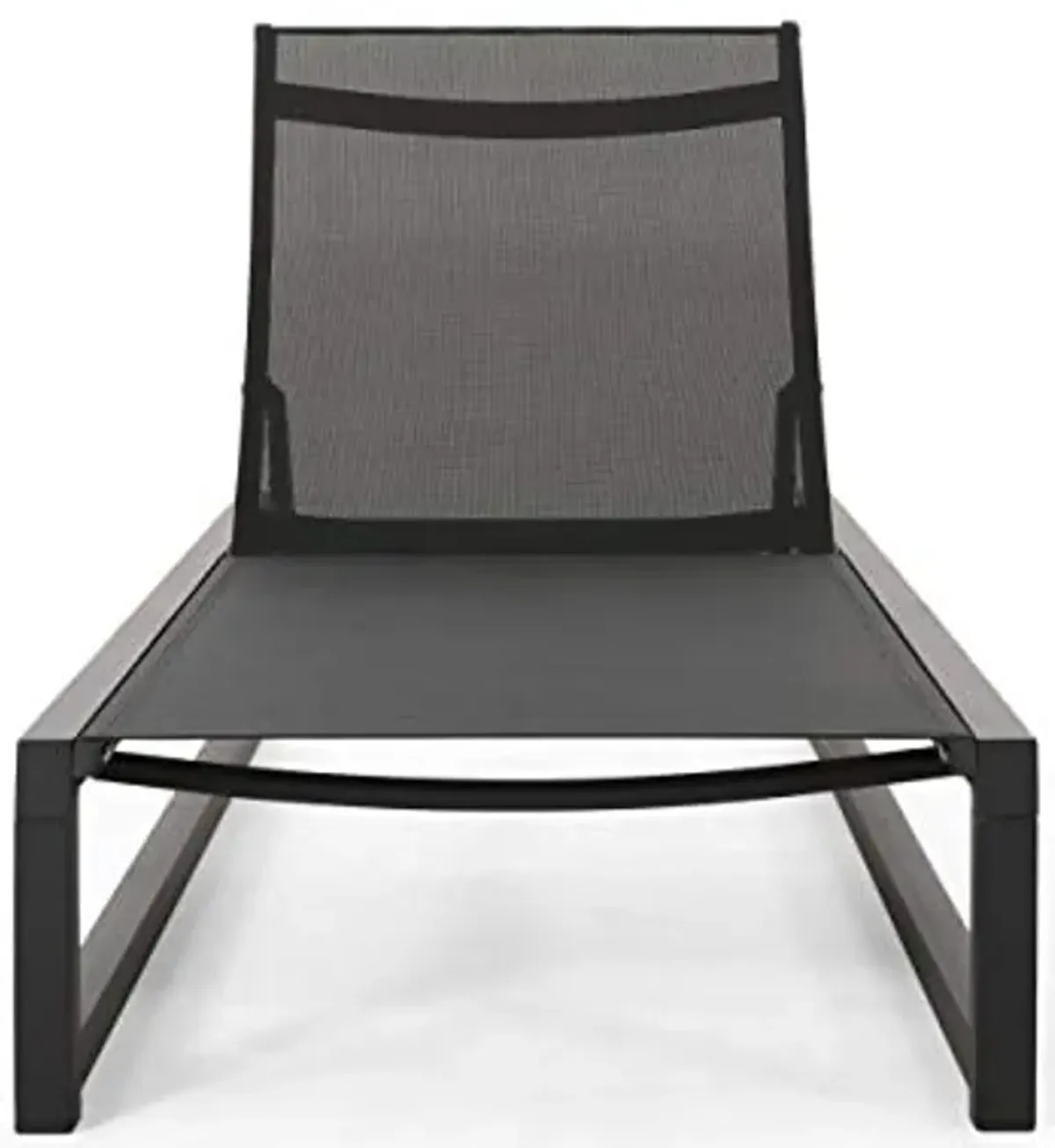 Vivian Outdoor Aluminum Chaise Lounge Set with C-Shaped End Table, Black