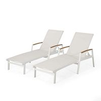 Christopher Knight Home Teresa Outdoor Aluminum Chaise Lounge with Mesh Seating (Set of 2), White