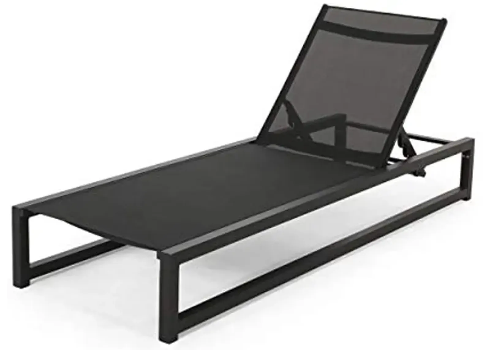 Christopher Knight Home Vivian Outdoor Aluminum Chaise Lounge with Mesh Seating, Black