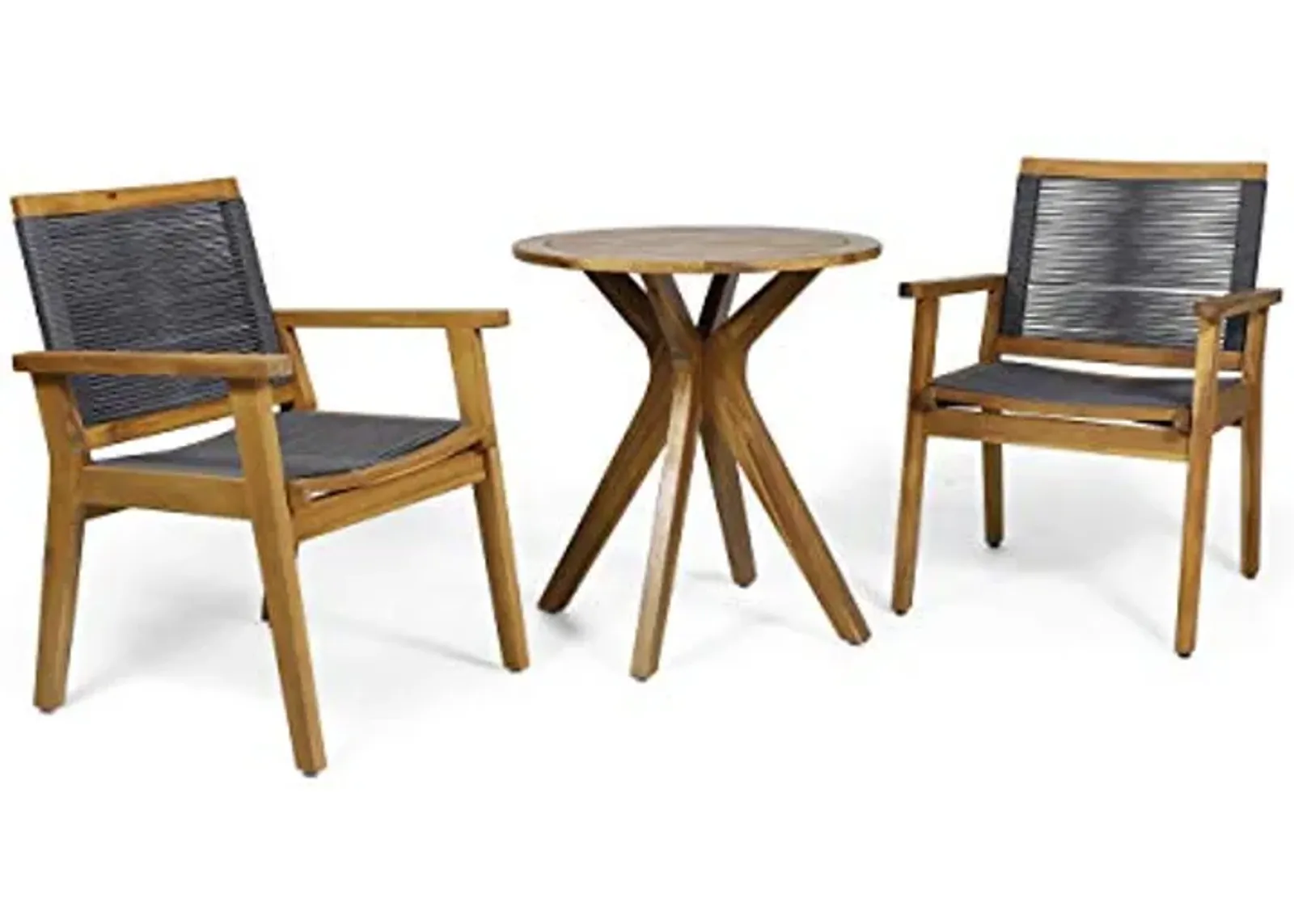 Tracy Outdoor Acacia Wood Bistro Set, Teak and Dark Gray