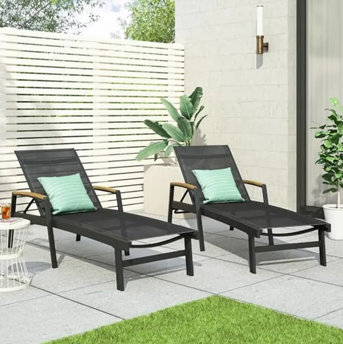 Christopher Knight Home Teresa Outdoor Aluminum Chaise Lounge with Mesh Seating (Set of 2), Black