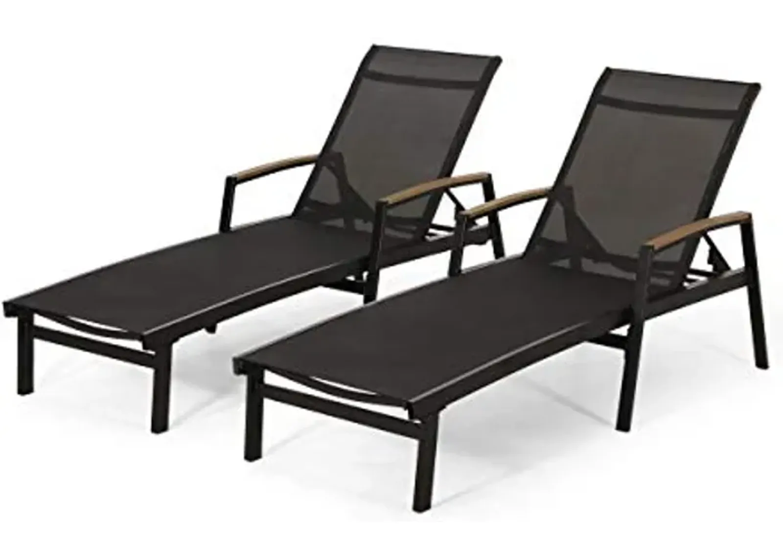 Christopher Knight Home Teresa Outdoor Aluminum Chaise Lounge with Mesh Seating (Set of 2), Black