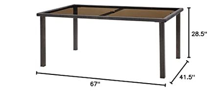 Hanover Strathmere 67 x 41 Top Dining Table, Brown/Glass