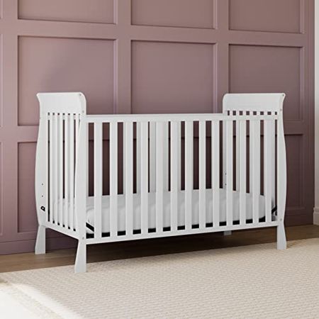 Storkcraft Maxwell Convertible Crib (White) – GREENGUARD Gold Certified, Converts to Toddler Bed and Daybed, Fits Standard Full-Size Crib Mattress, Classic Crib with Traditional Sleigh Design