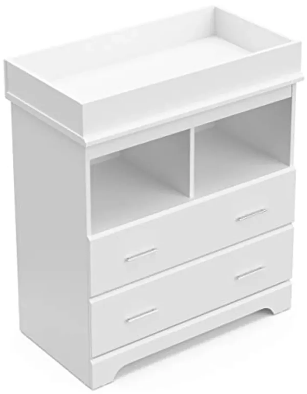 Storkcraft Brookside 2 Drawer Changing Table Dresser (White) – GREENGUARD Gold Certified, Easy-to-Match Chest of Drawers and Cubbies for Nursery and Kids Bedroom, Includes Changing Table Topper