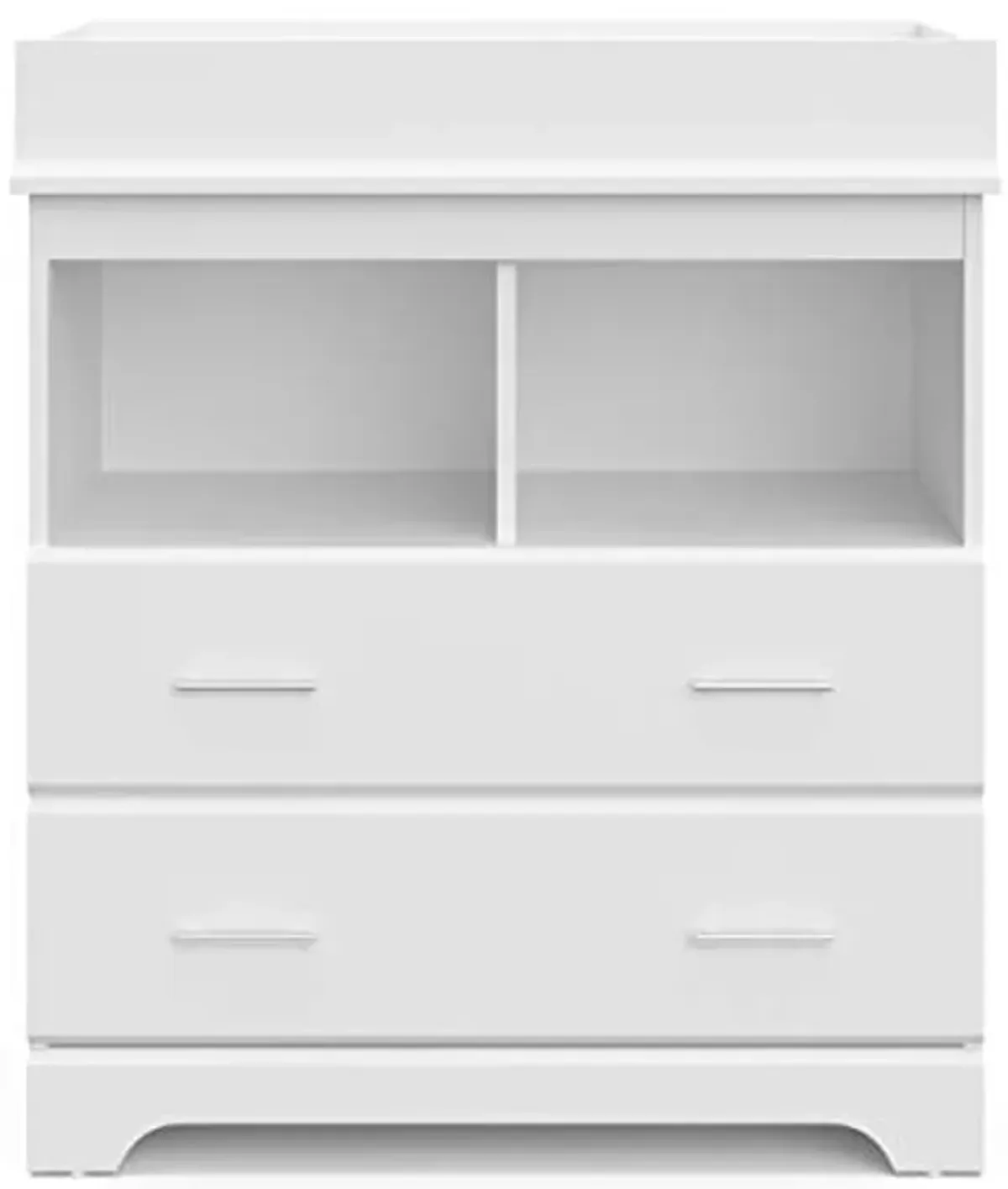 Storkcraft Brookside 2 Drawer Changing Table Dresser (White) – GREENGUARD Gold Certified, Easy-to-Match Chest of Drawers and Cubbies for Nursery and Kids Bedroom, Includes Changing Table Topper