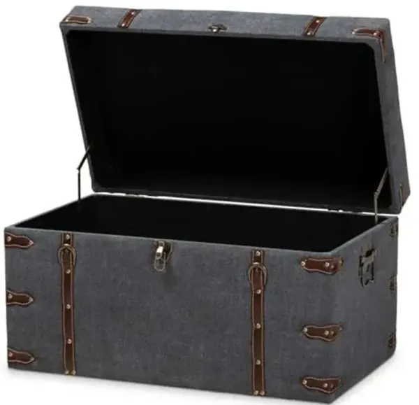 Baxton Studio Palma Modern and Contemporary Transitional Grey Fabric Upholstered Storage Trunk Ottoman
