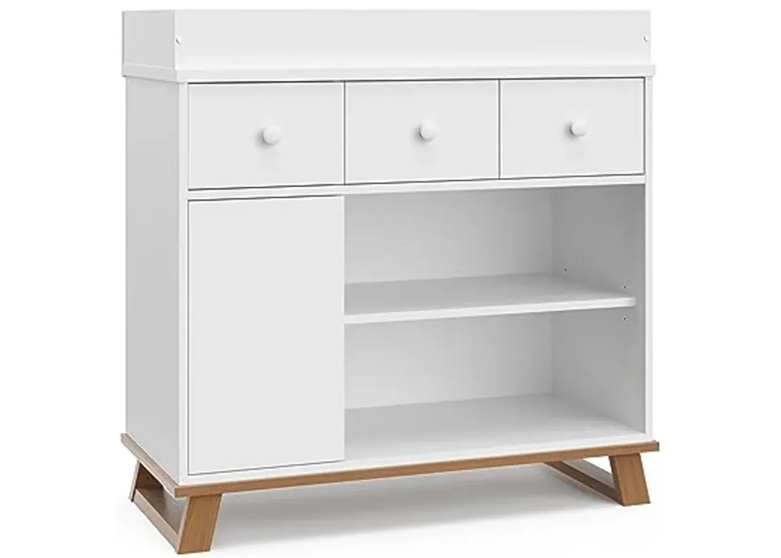 Storkcraft Modern Nursery Changing Table Dresser (White with Vintage Driftwood) – GREENGUARD Gold Certified, Baby Dresser With Changing Table Top, Dresser for Nursery, Changing Table With Drawers