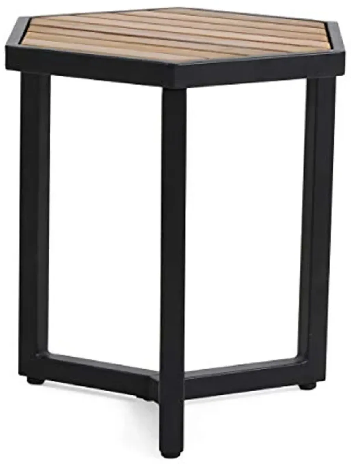 Christopher Knight Home END Table, Black Metal + Teak