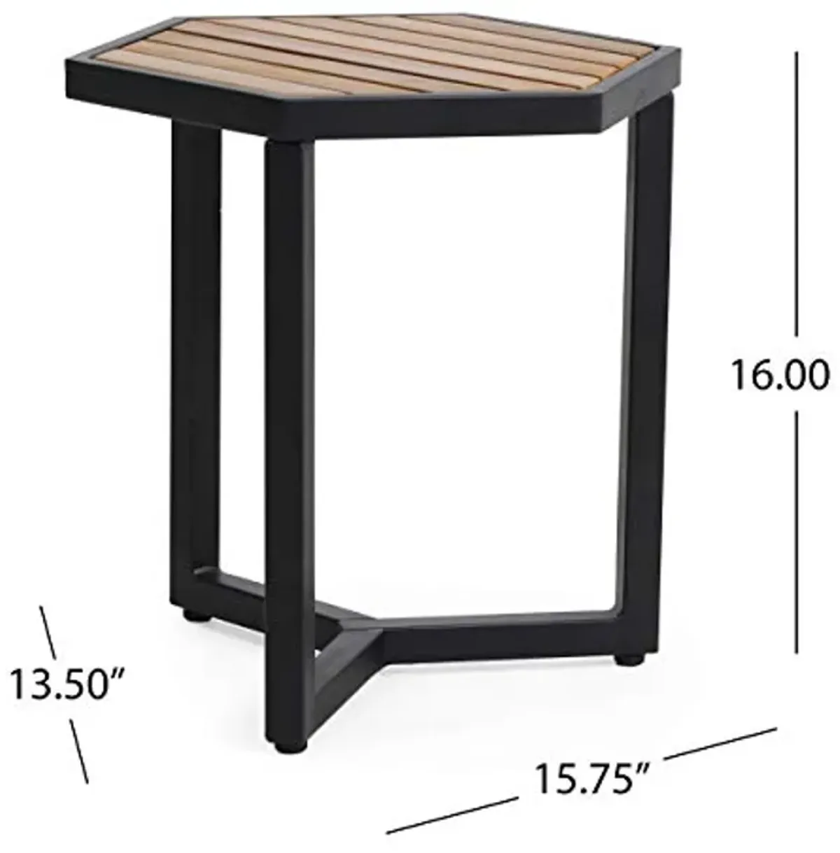 Christopher Knight Home END Table, Black Metal + Teak