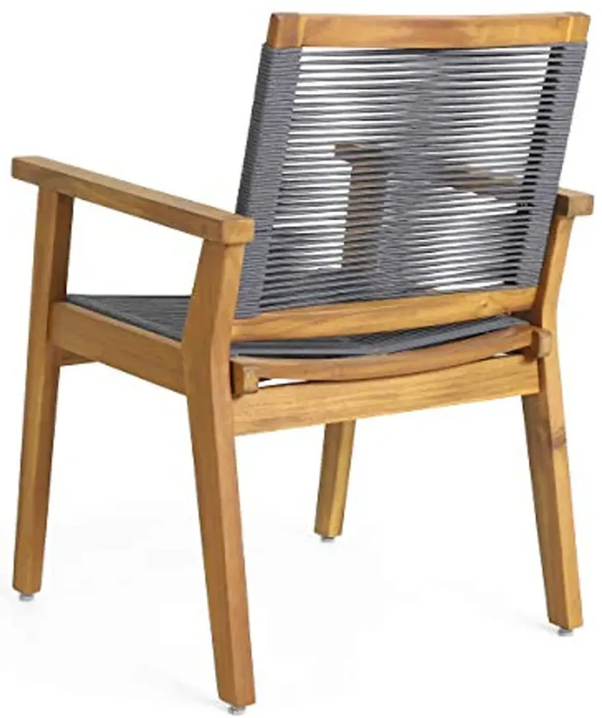 Christopher Knight Home Tracy Outdoor Acacia Wood Dining Chair with Rope Seating (Set of 2), Teak and Dark Gray