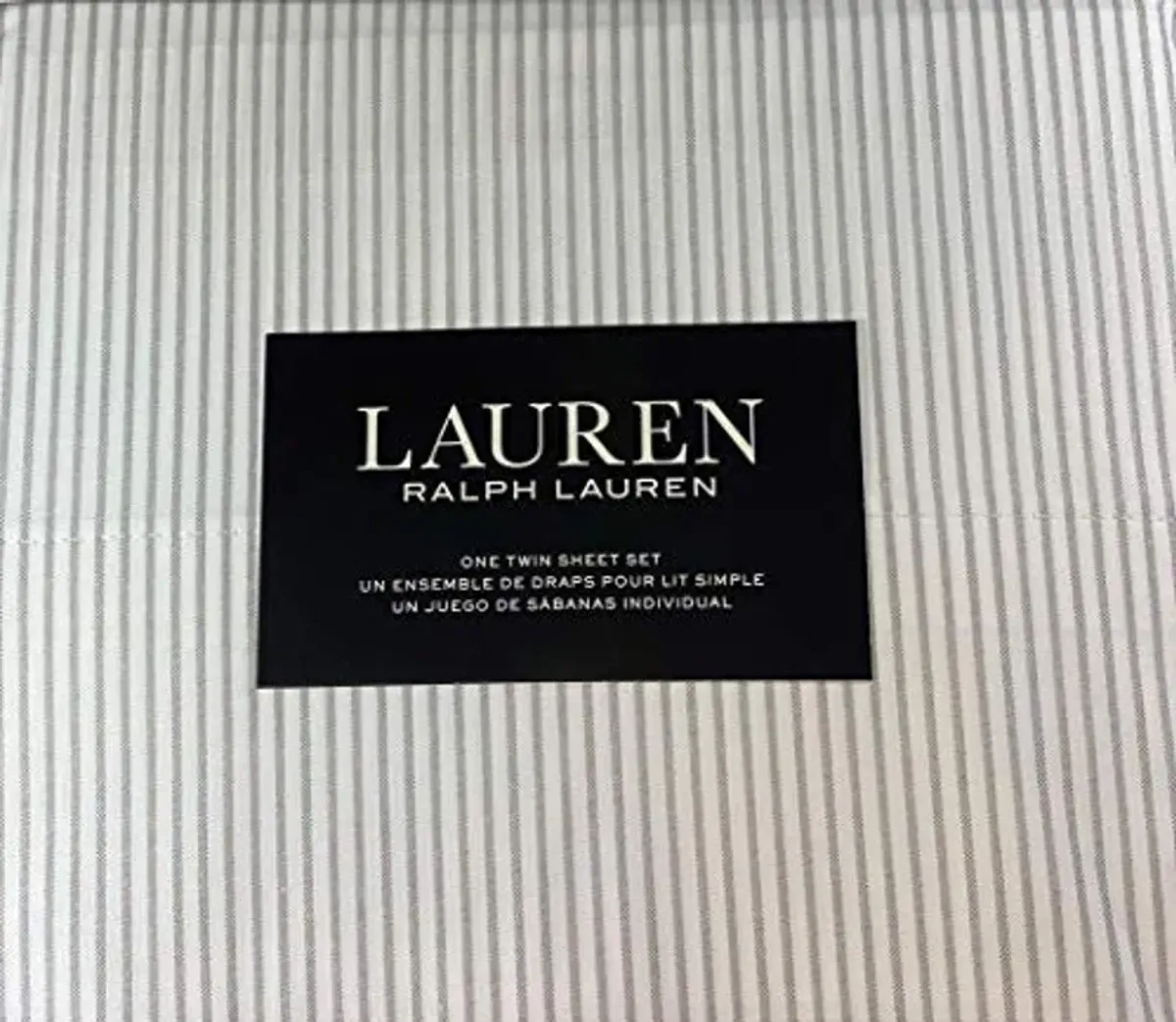 Lauren Ralph Lauren 3 Piece Twin Size Striped Sheet Set 100% Cotton Gray/White