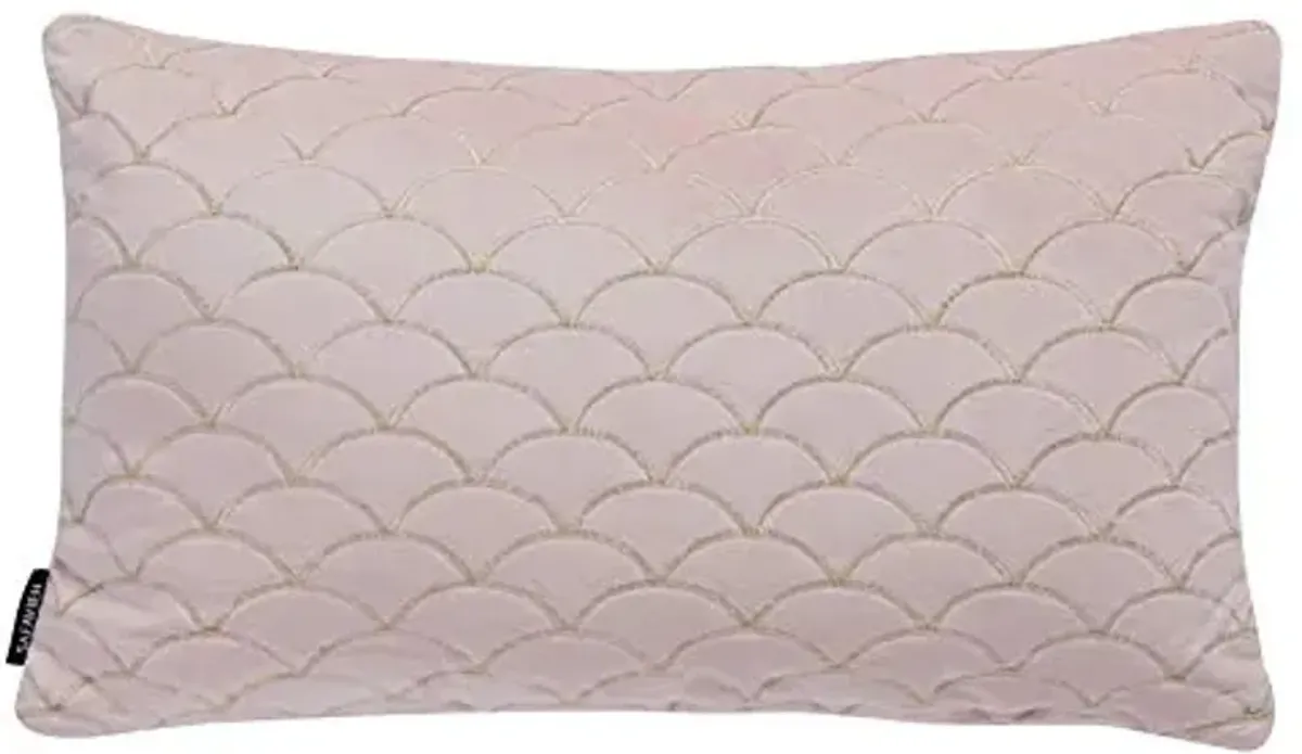 SAFAVIEH Home Collection Roselen Pink Velvet 12 x 20-inch Decorative Throw Pillow, 12" x 20", Blush and Gold