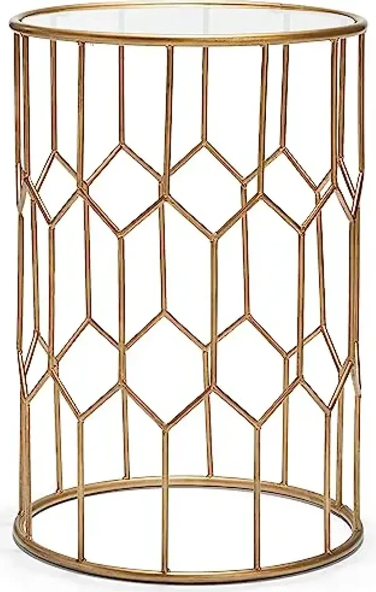 Serta Harper Accent Side Table with Stylish Gold Frame, Round 16" Glass Top, Brushed MetalBase, Modern Metal SideTable or EndTable for Living Room, BedsideTable in Bedroom, Fully Assembled