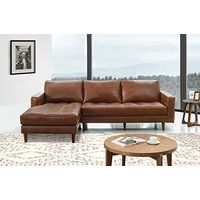 Abbyson Living Mid-Century Leather Sectional, Camel