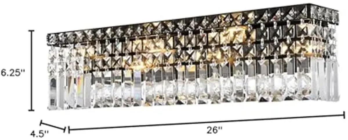 Elegant Lighting Maxime 26" Metal and Crystal Wall Sconce in Black