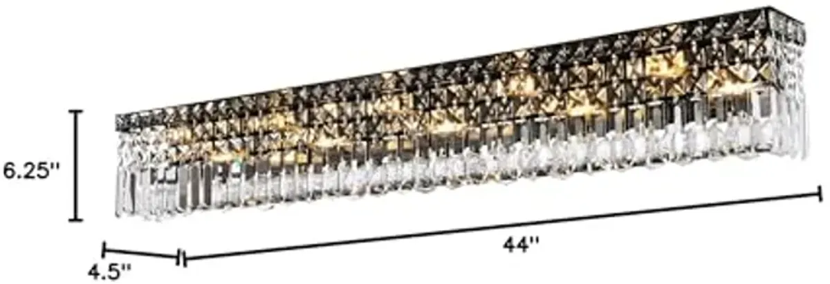 Elegant Lighting Maxime 44" Metal and Crystal Wall Sconce in Black