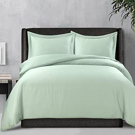 300 Thread Count Rayon from Bamboo Oversized Duvet Cover Set Queen Green