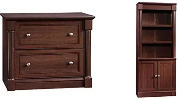 Sauder Palladia Lateral File and Library with Doors/Book Shelf, Select Cherry Finish