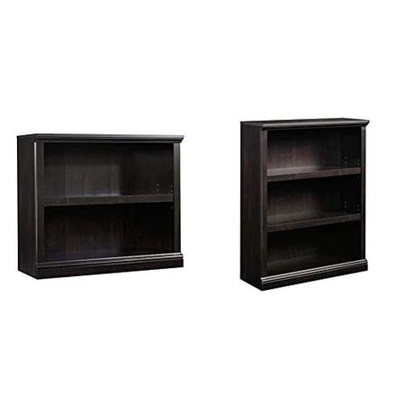 Sauder 2-Shelf Bookcase, Estate Black Finish & 3-Shelf Bookcase, Estate Black Finish