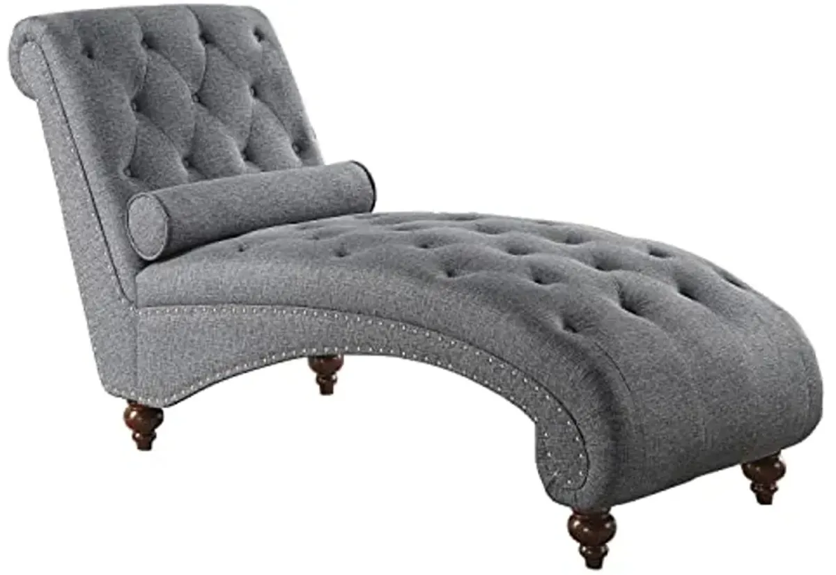 Lexicon Lambart Chaise Lounge, Gray (Silver Nailheads)