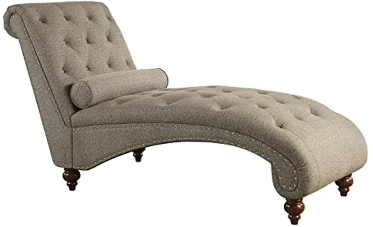 Lexicon Lambart Chaise Lounge, Brown (Silver Nailheads)