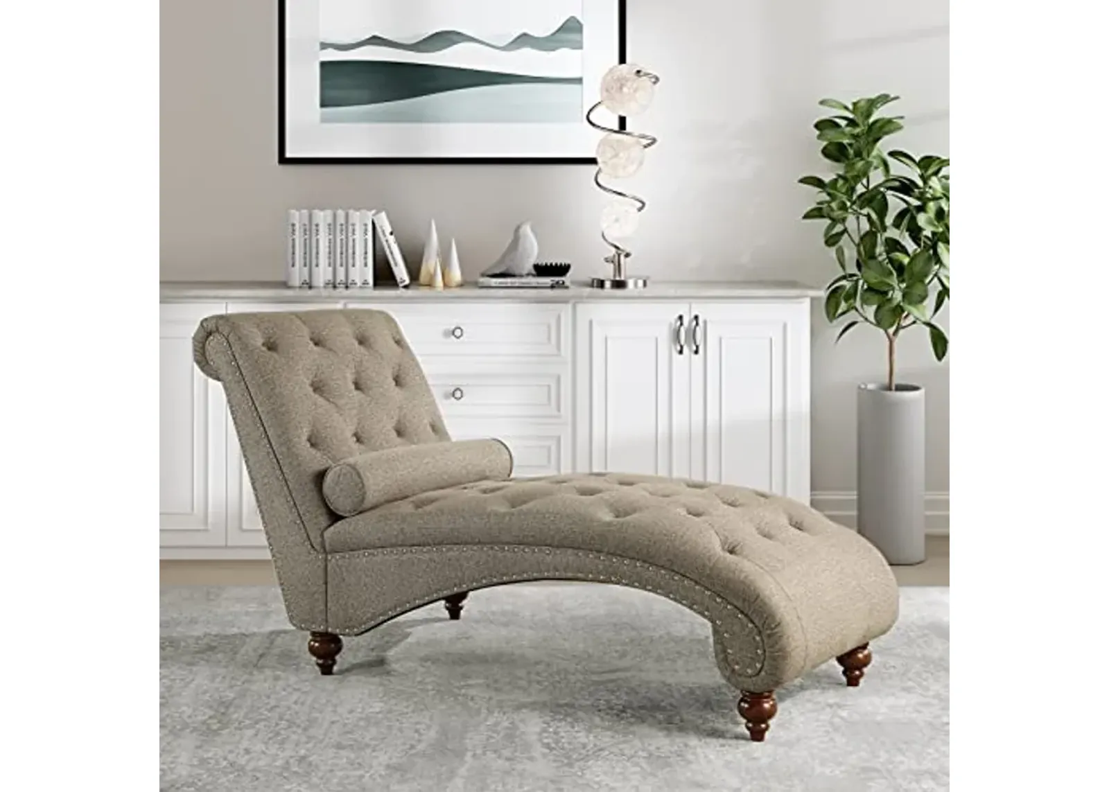 Lexicon Lambart Chaise Lounge, Brown (Silver Nailheads)