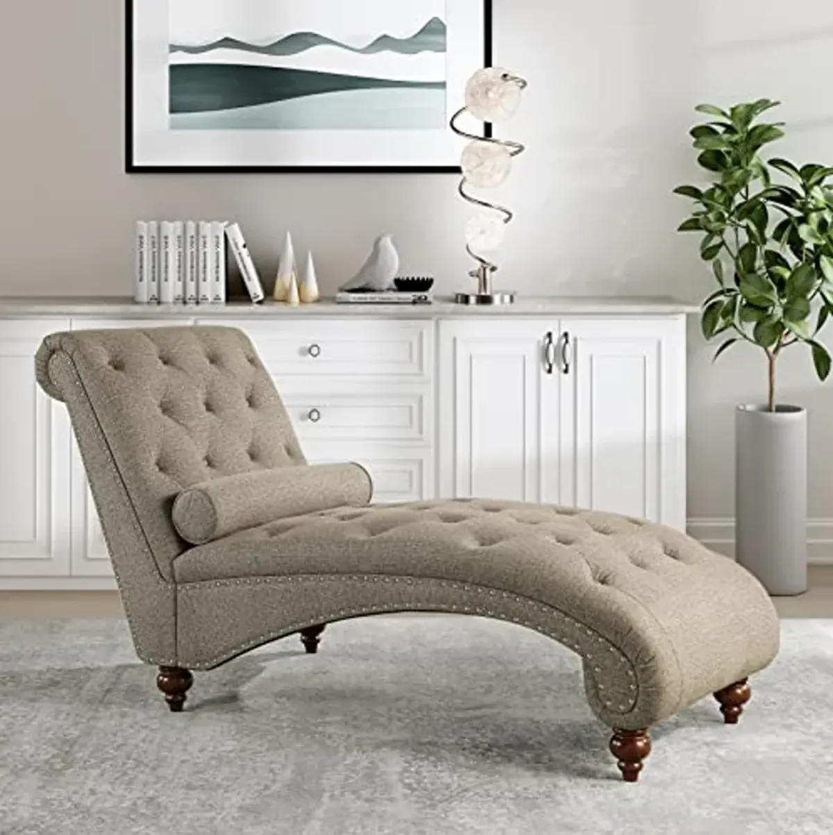 Lexicon Lambart Chaise Lounge, Brown (Silver Nailheads)