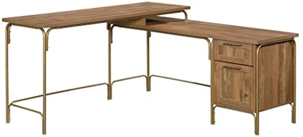 Sauder Coral Cape L-Desk, L: 60.55" x W: 59.09" x H: 30.08", Sindoori Mango finish