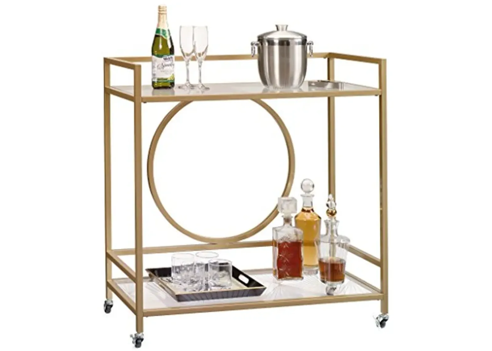 Sauder 424976 Curiod Bar Cart, Satin Gold