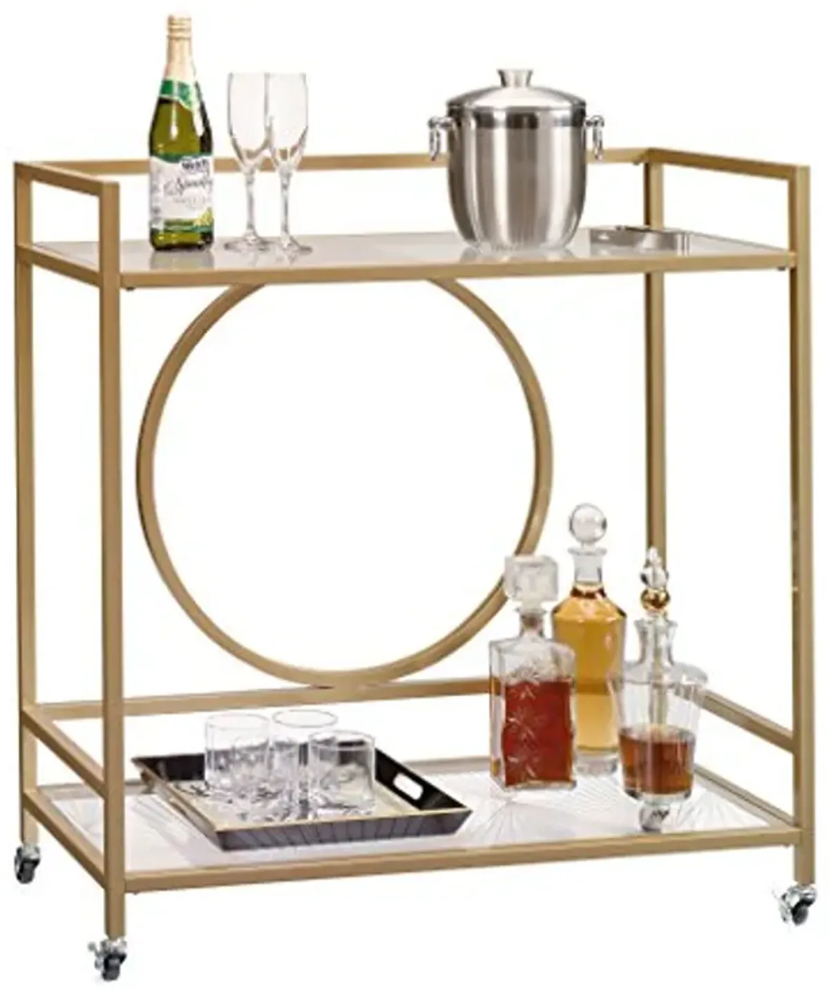 Sauder 424976 Curiod Bar Cart, Satin Gold