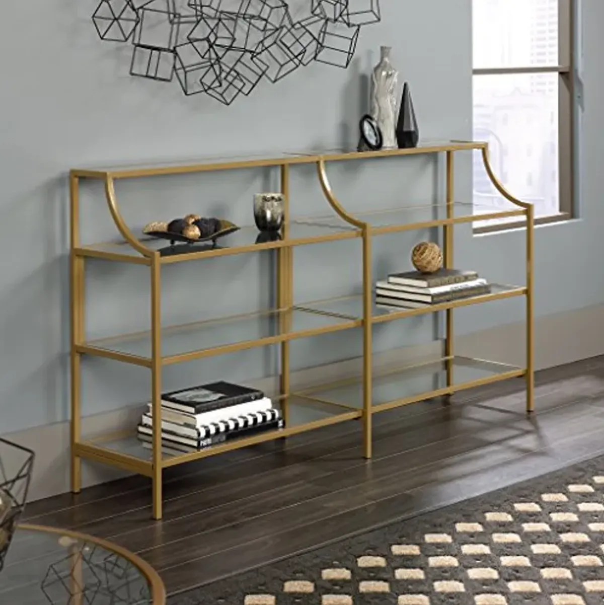 Sauder 424975 Curiod Console Table, Satin Gold