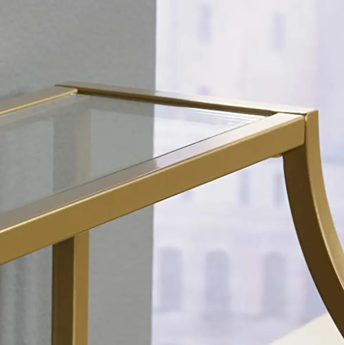 Sauder 424975 Curiod Console Table, Satin Gold