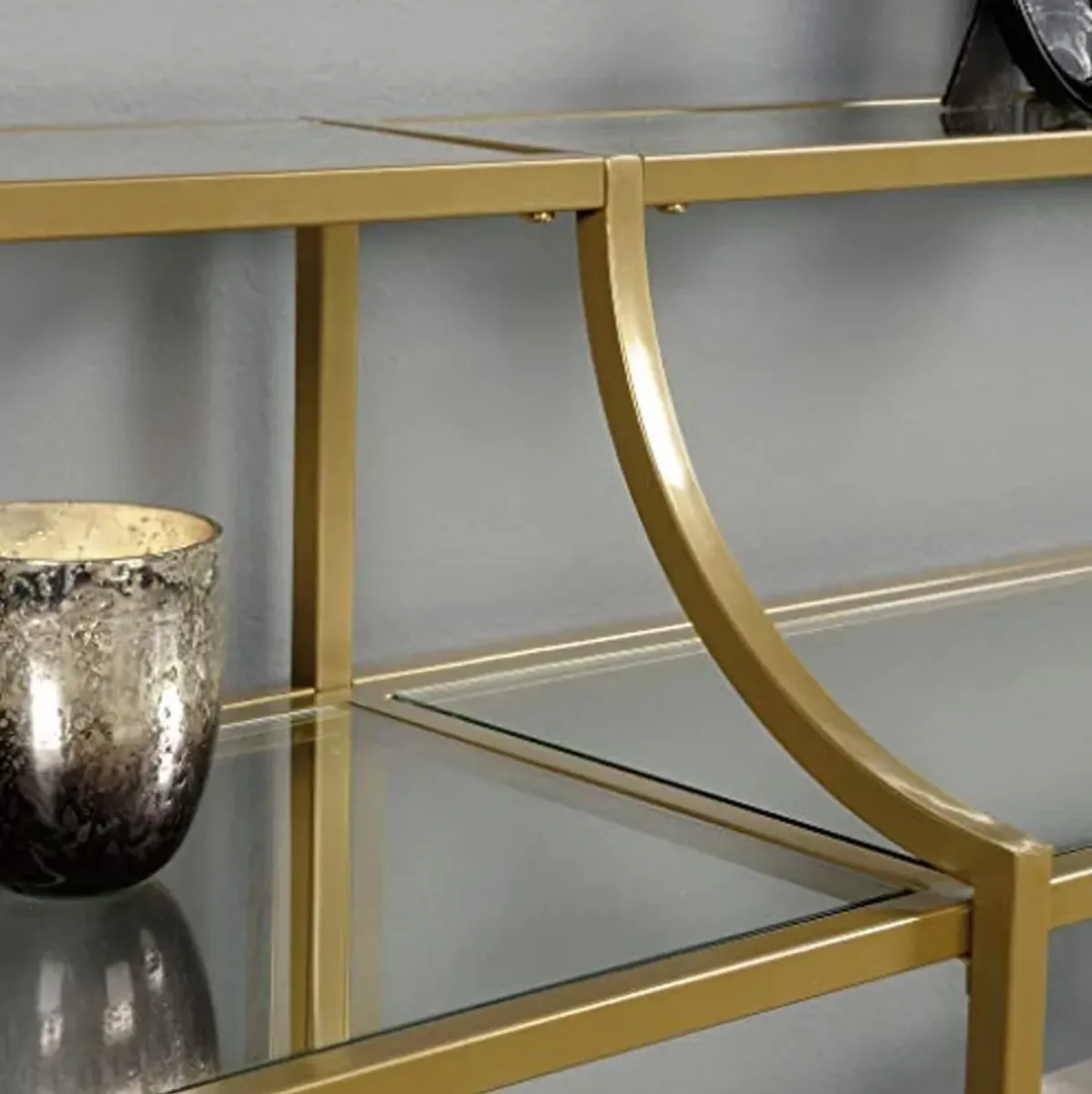 Sauder 424975 Curiod Console Table, Satin Gold