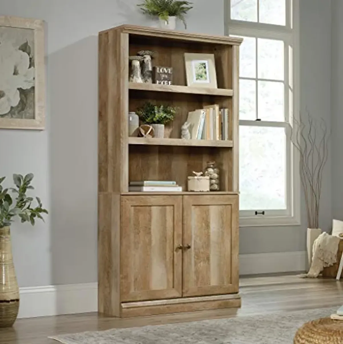 Sauder Anda Norr Display Cabinet/ Pantry cabinets, Lintel Oak finish