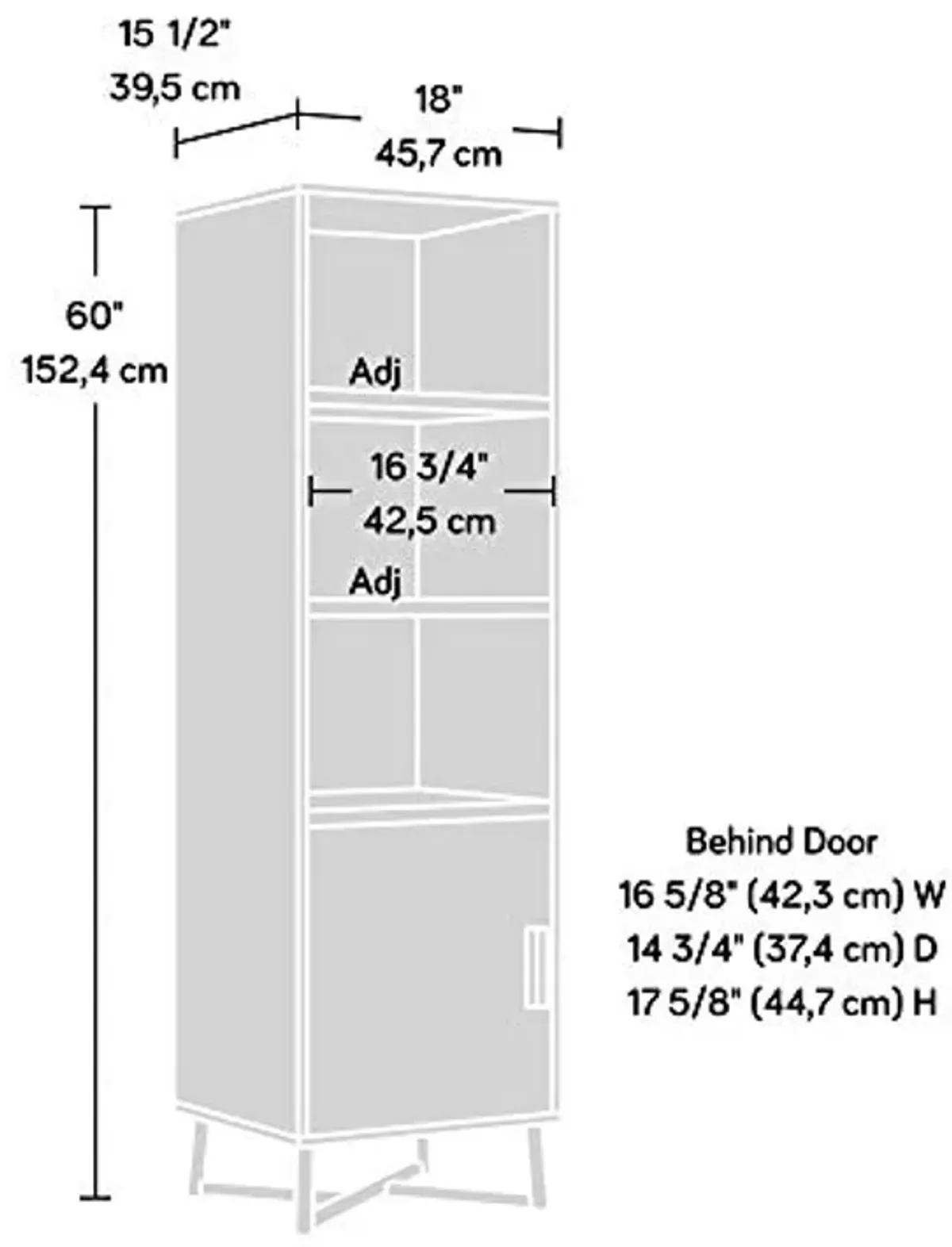 Sauder Canton Lane Industrial 3-Shelf Bookcase with Door/Book Shelf, Brew Oak Finish