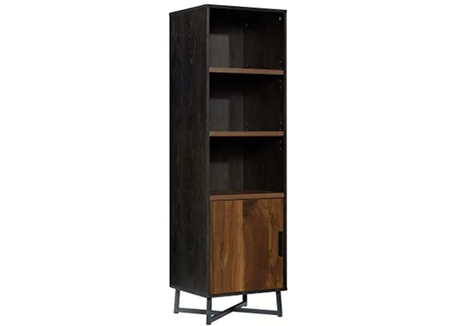 Sauder Canton Lane Industrial 3-Shelf Bookcase with Door/Book Shelf, Brew Oak Finish