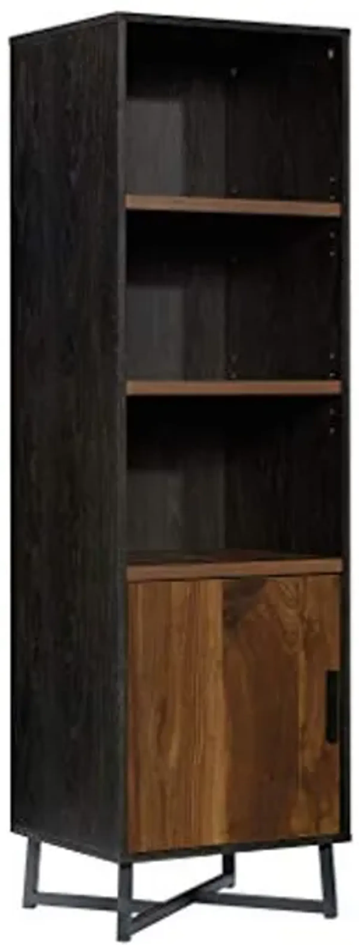 Sauder Canton Lane Industrial 3-Shelf Bookcase with Door/Book Shelf, Brew Oak Finish