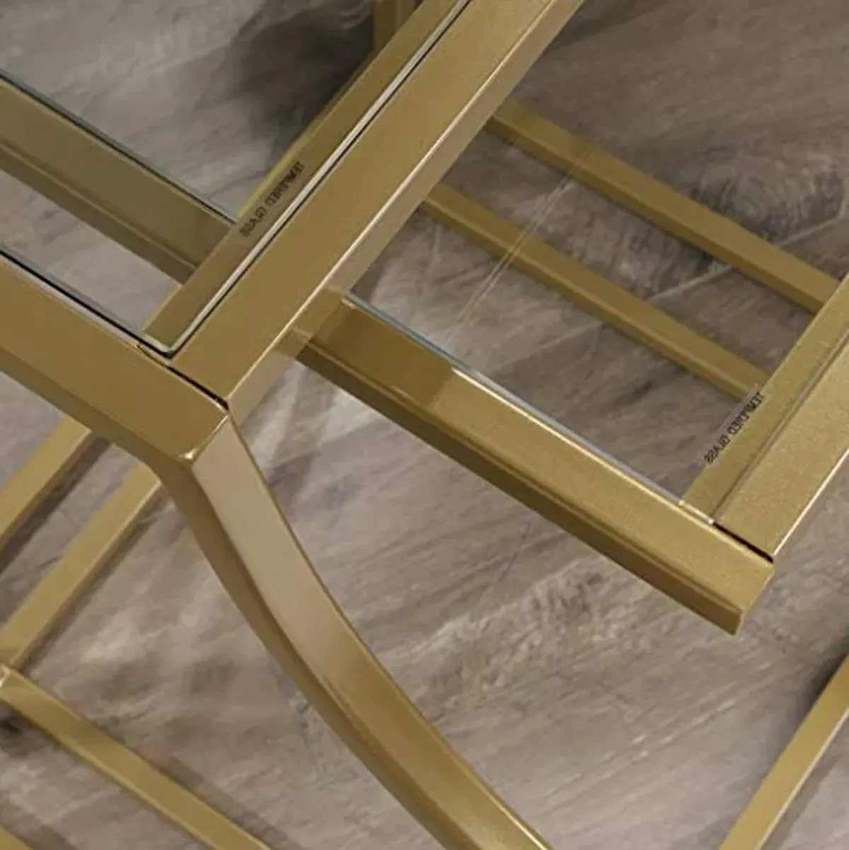 Sauder International Lux Nesting Tables, Satin Gold Finish