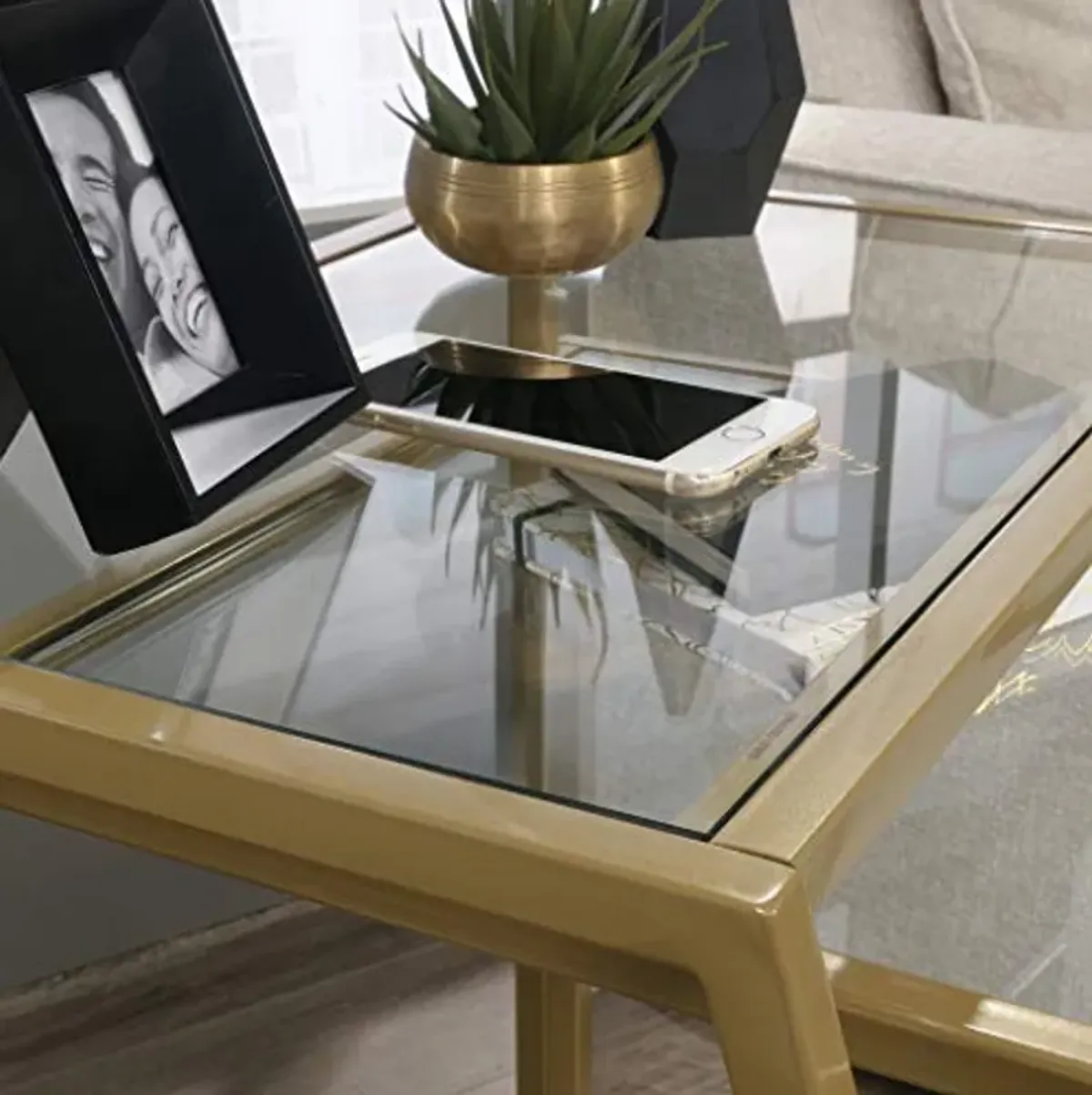 Sauder International Lux Nesting Tables, Satin Gold Finish