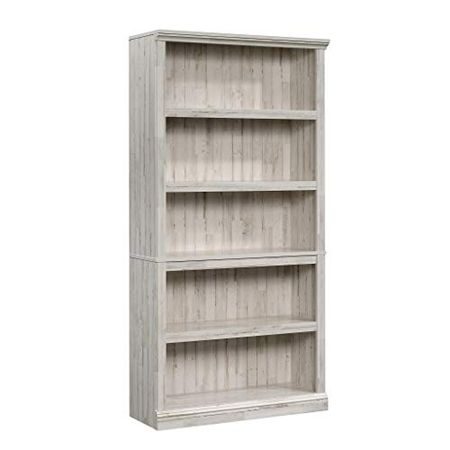 Sauder 5 Shelf Bookcase, White Plank Finish