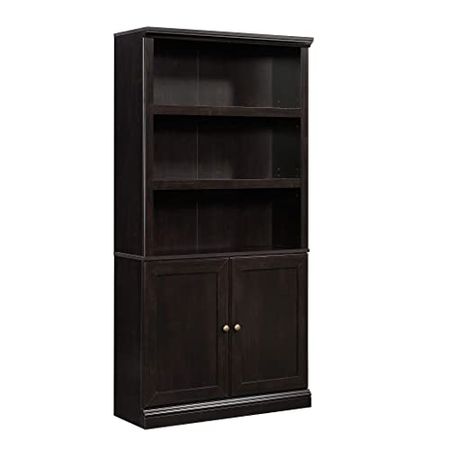Sauder Miscellaneous Bookcase with Doors, L: 35.28" x W: 13.23" x H: 69.76", Estate Black finish