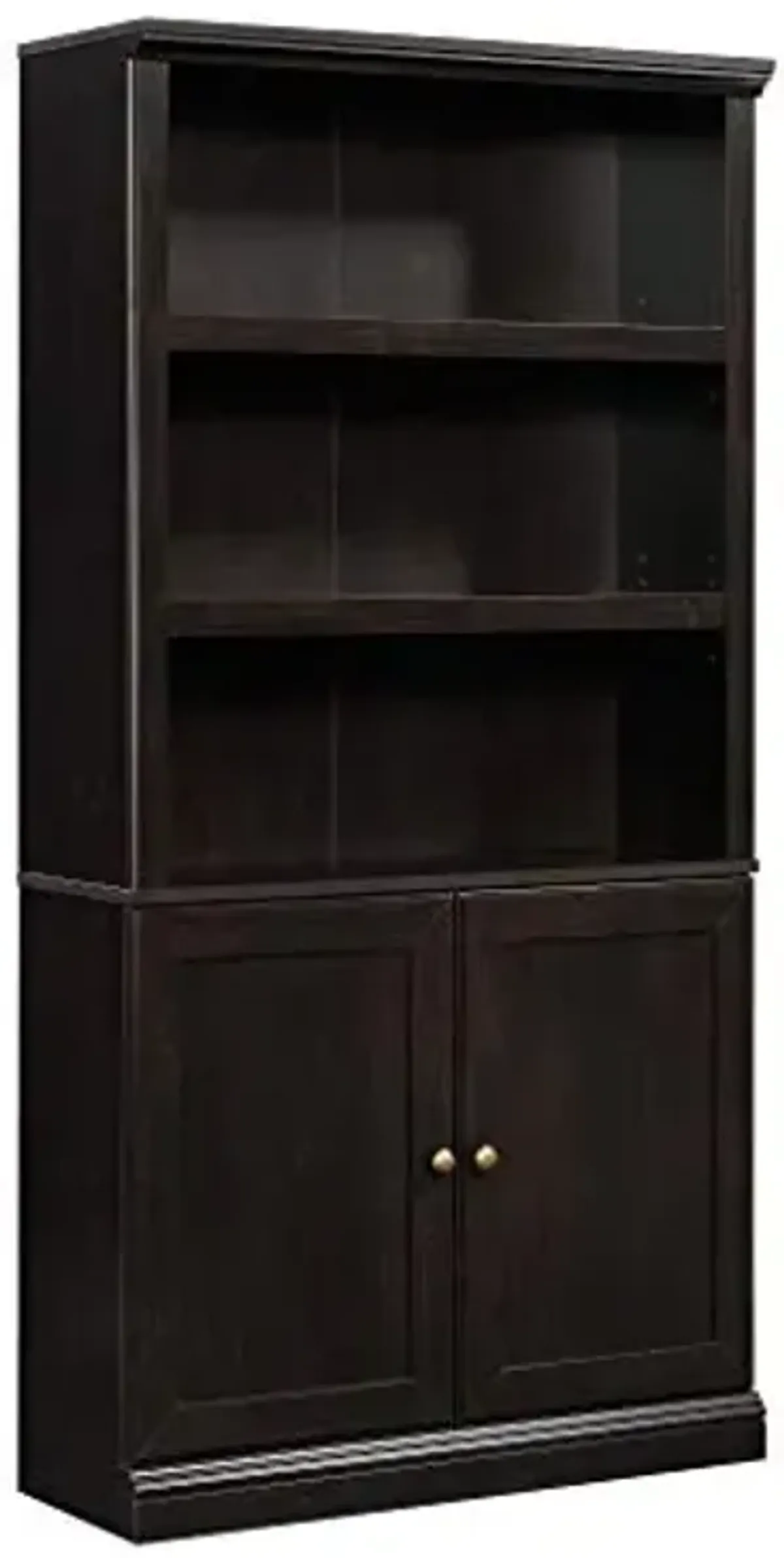 Sauder Select Book Shelf, Bookshelf with Storage, Library Bookcase with Doors and Adjustable Shelves, in Estate Black
