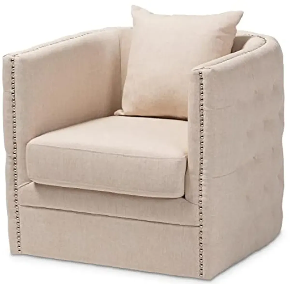 Baxton Studio Micah Modern and Contemporary Beige Fabric Upholstered Tufted Swivel Chair