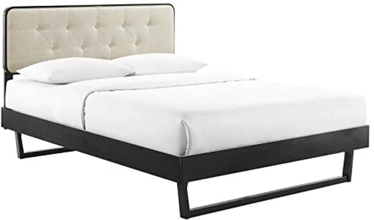 Modway Bridgette Wood Platform Bed with Angular Frame, Queen, Black Beige