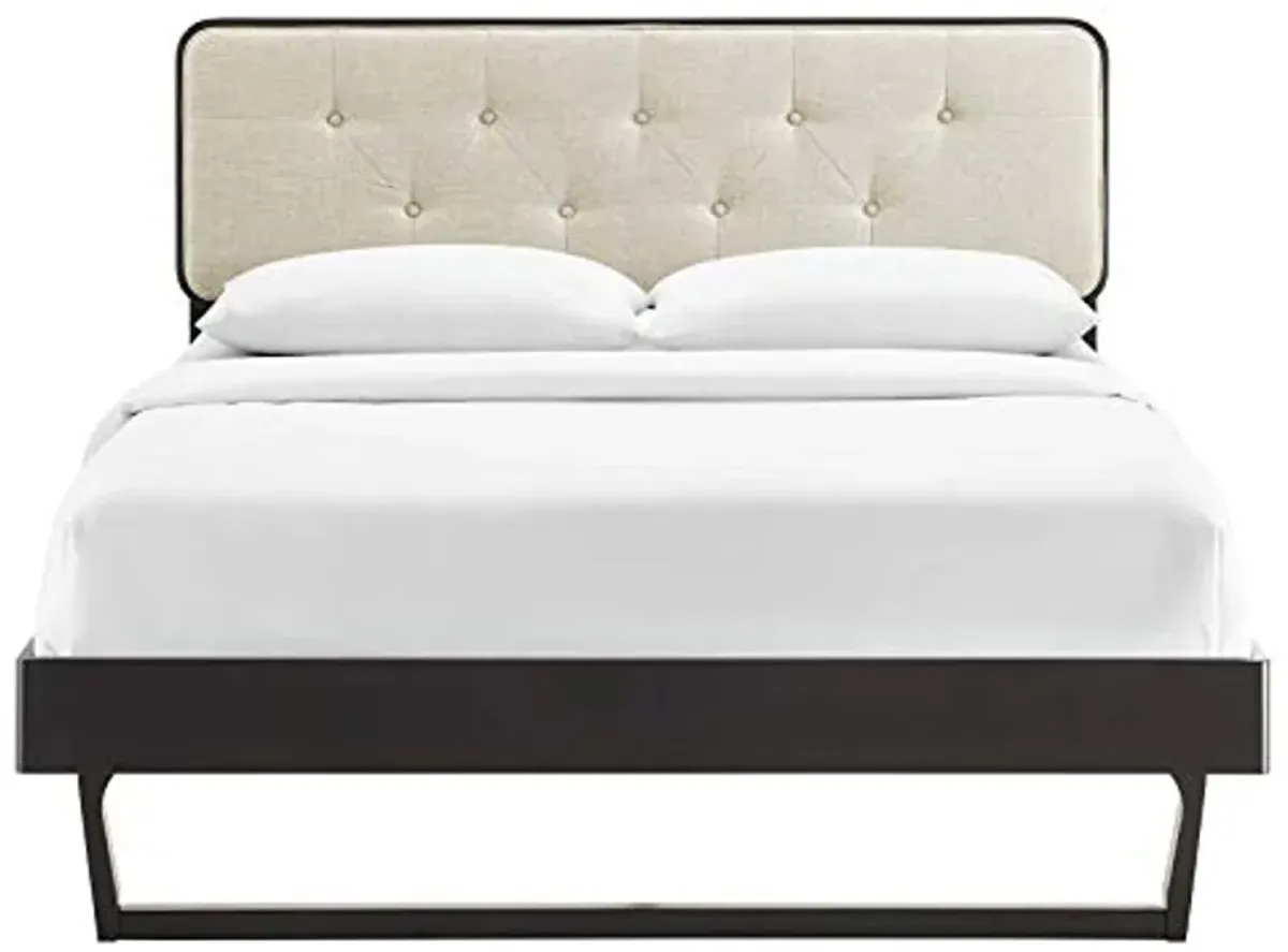 Modway Bridgette Wood Platform Bed with Angular Frame, Queen, Black Beige